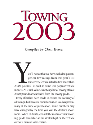 Guide To Towing 2003